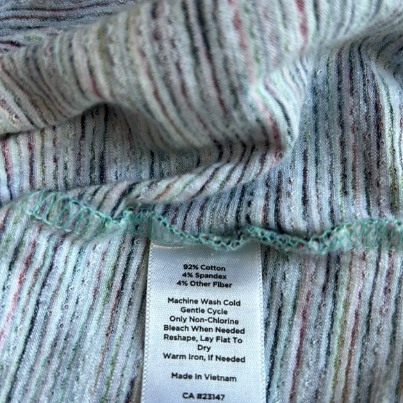 Talbots T by Talbots Sz M Long Sleeve Mock Neck Tee - Multi Color Stripe Design - Picture 8 of 8